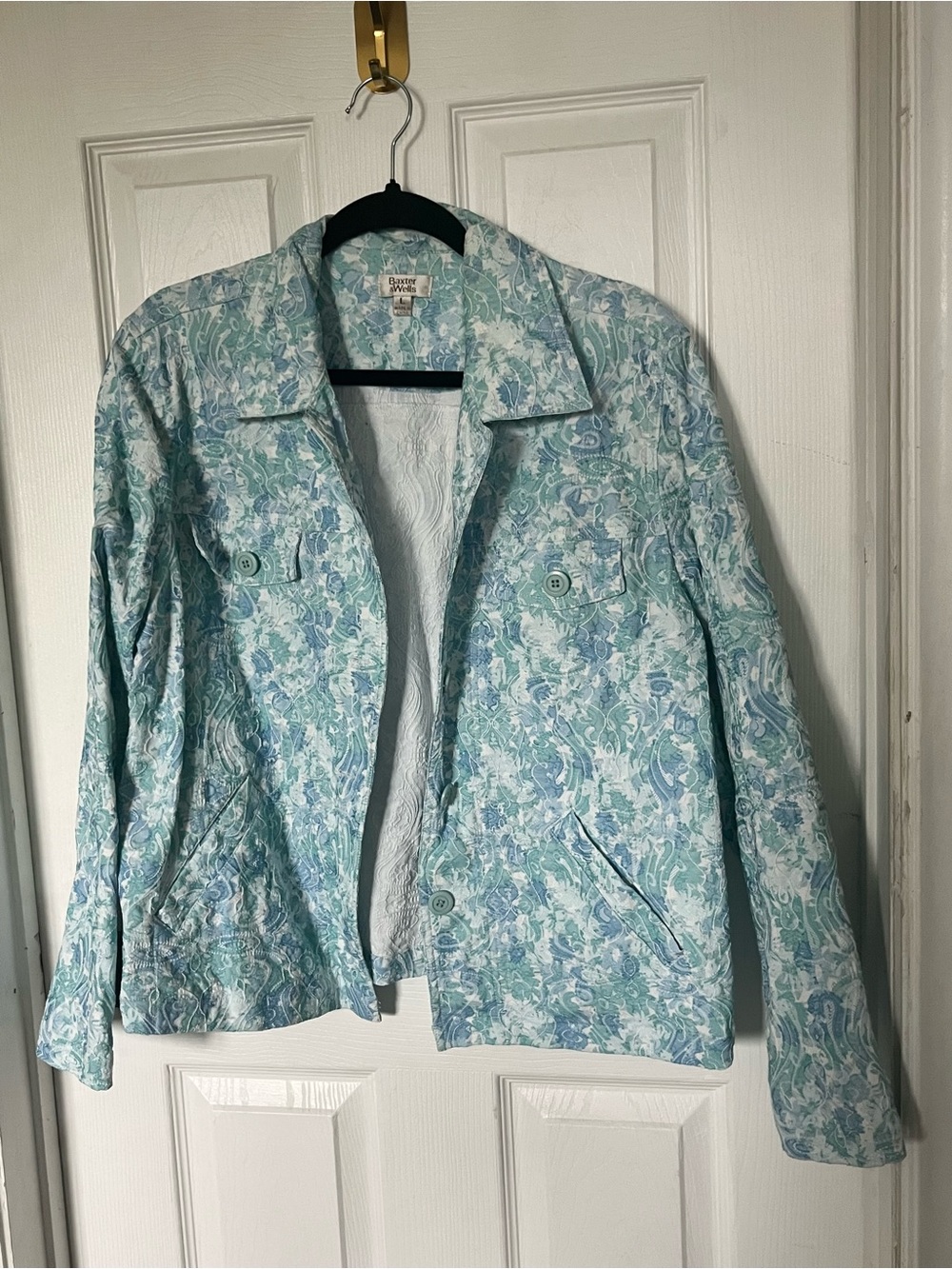 Baxter & Wells Blue Floral Paisley Jacquard Jacket - Size Large